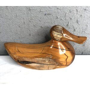 Dave Hughes Driftwood Duck Texas Guadalupe River Carved Sculpture Artist Signed